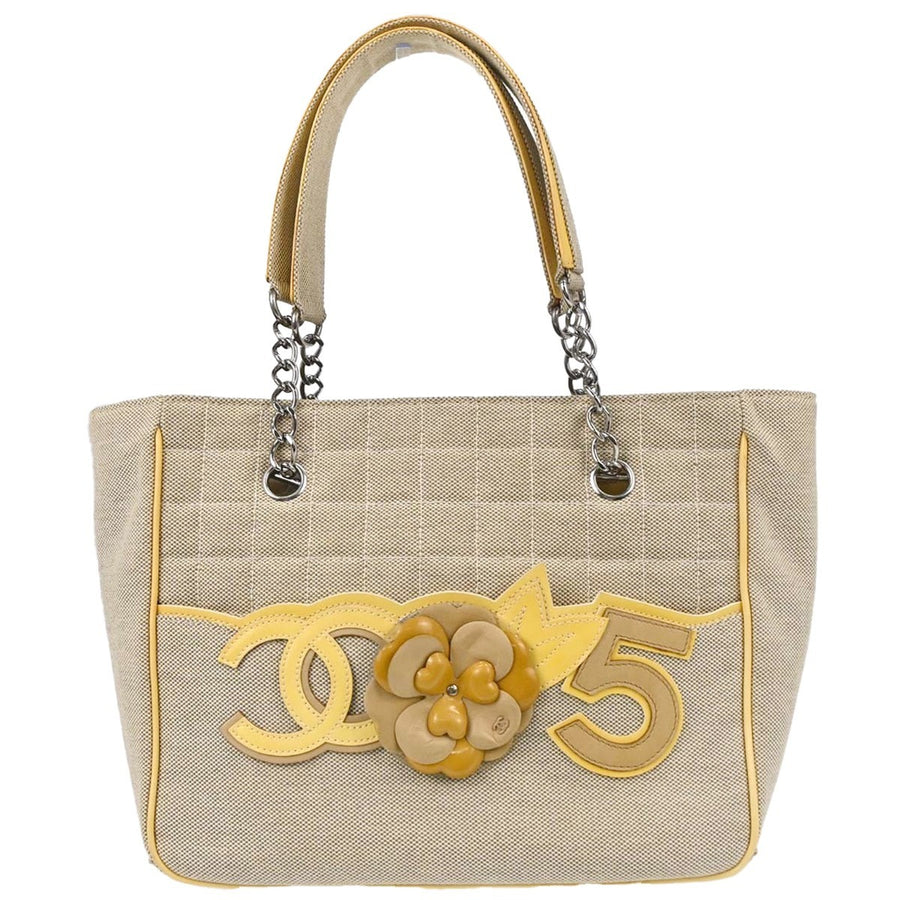 Chanel Camellia No.5 Chocolate Bar Canvas Black Bag