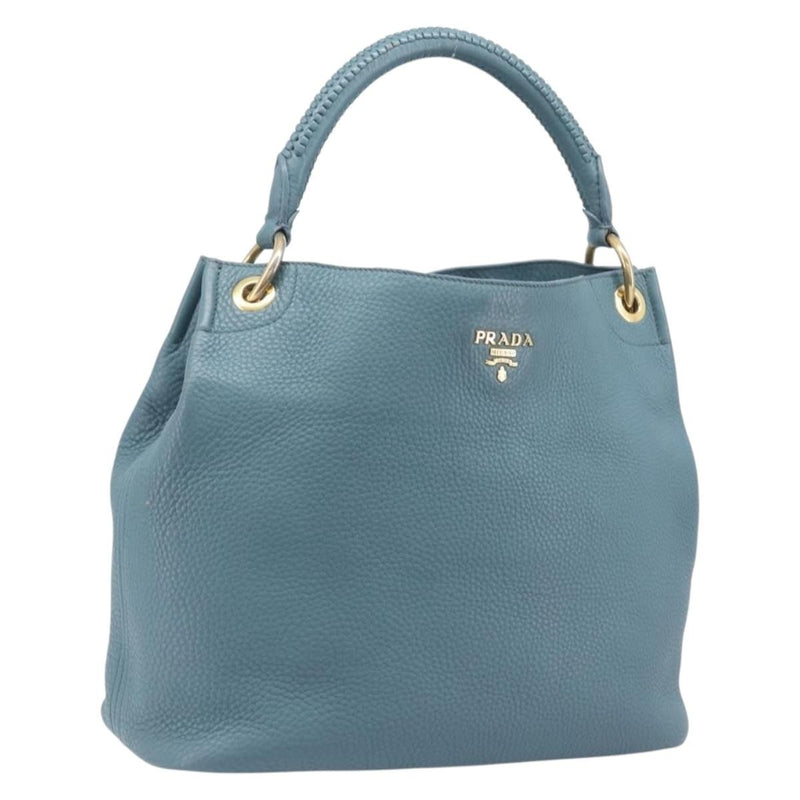 Prada Rolled Hobo Vitello Daino Blue Leather
