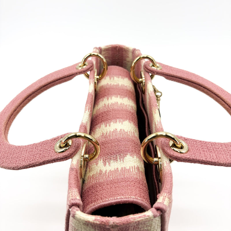 Christian Dior Lady D-Lite Embroidered Canvas Pink Bag
