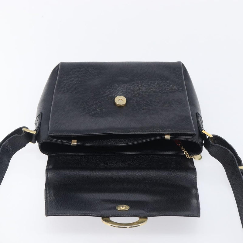 Celine Vintage Circle Logo Leather Black Bag