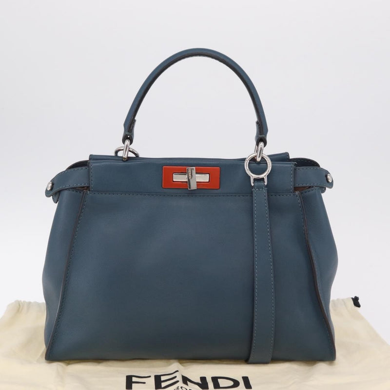 Fendi Peekaboo Ruffled Leather Blue Bag