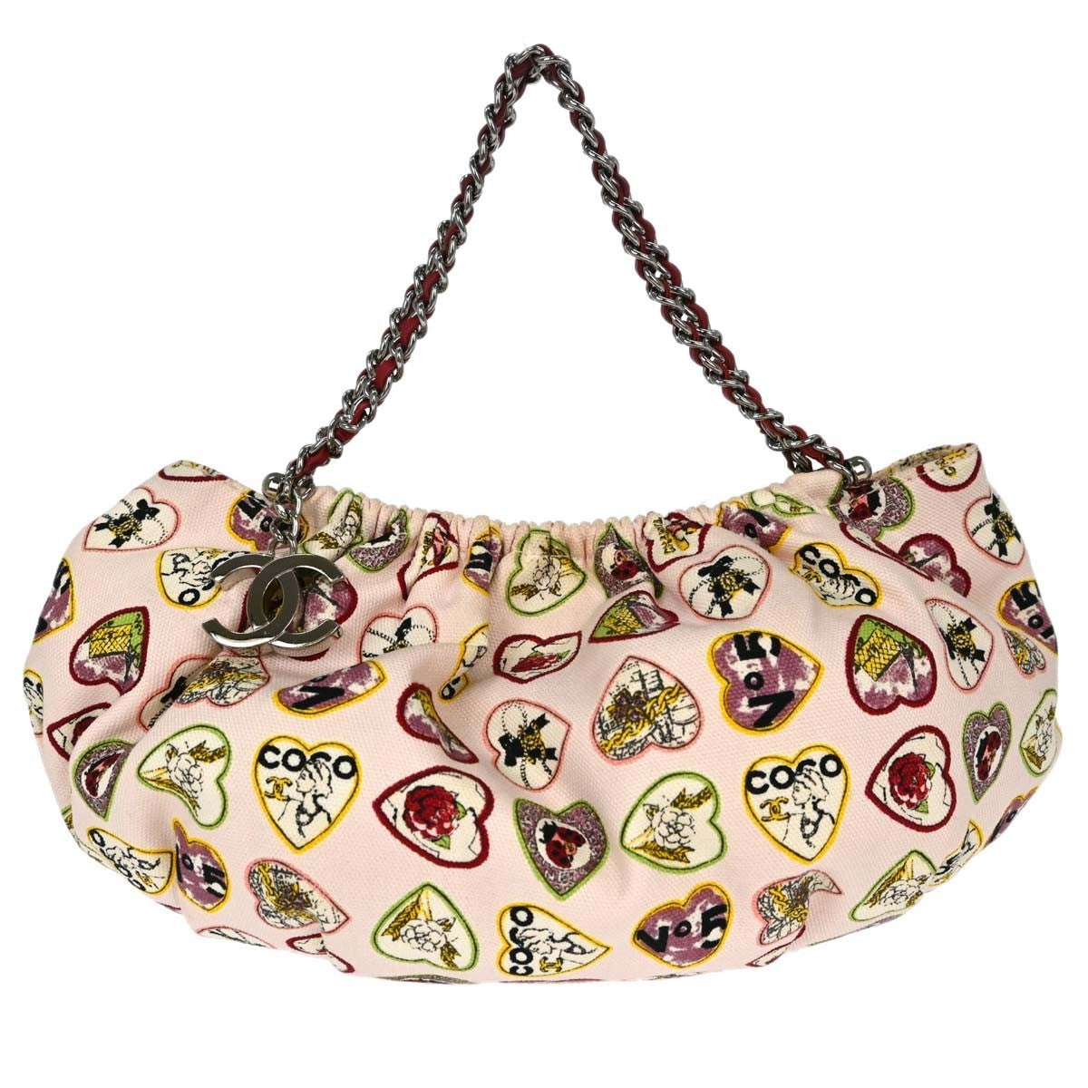 Chanel Valentine Hobo Printed Canvas Pink