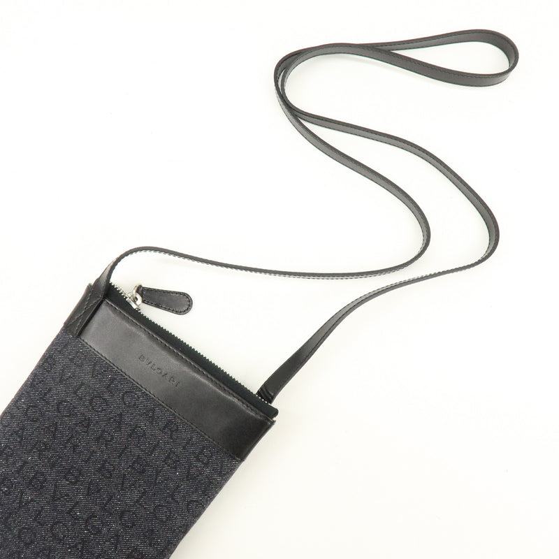 Bvlgari Logomania Canvas With Leather Black Denim_jeans Bag