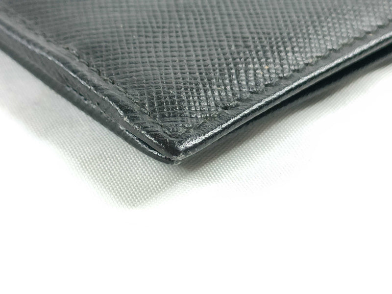 Prada Saffiano Bifold Leather Black Accessory