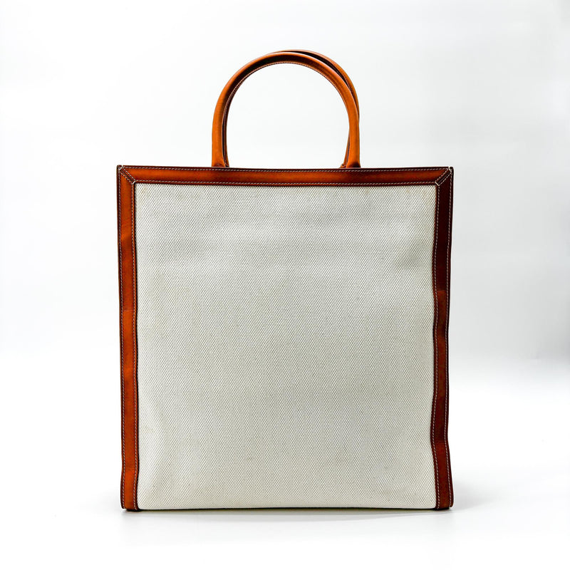 Celine Vertical Cabas Canvas With Leather Beige Bag