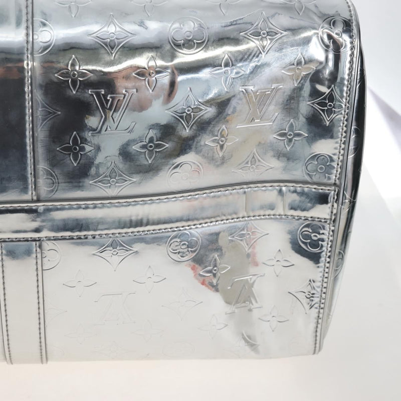 Louis Vuitton Keepall Bandouliere Monogram Mirror Coated Canvas Silver Leather Bag