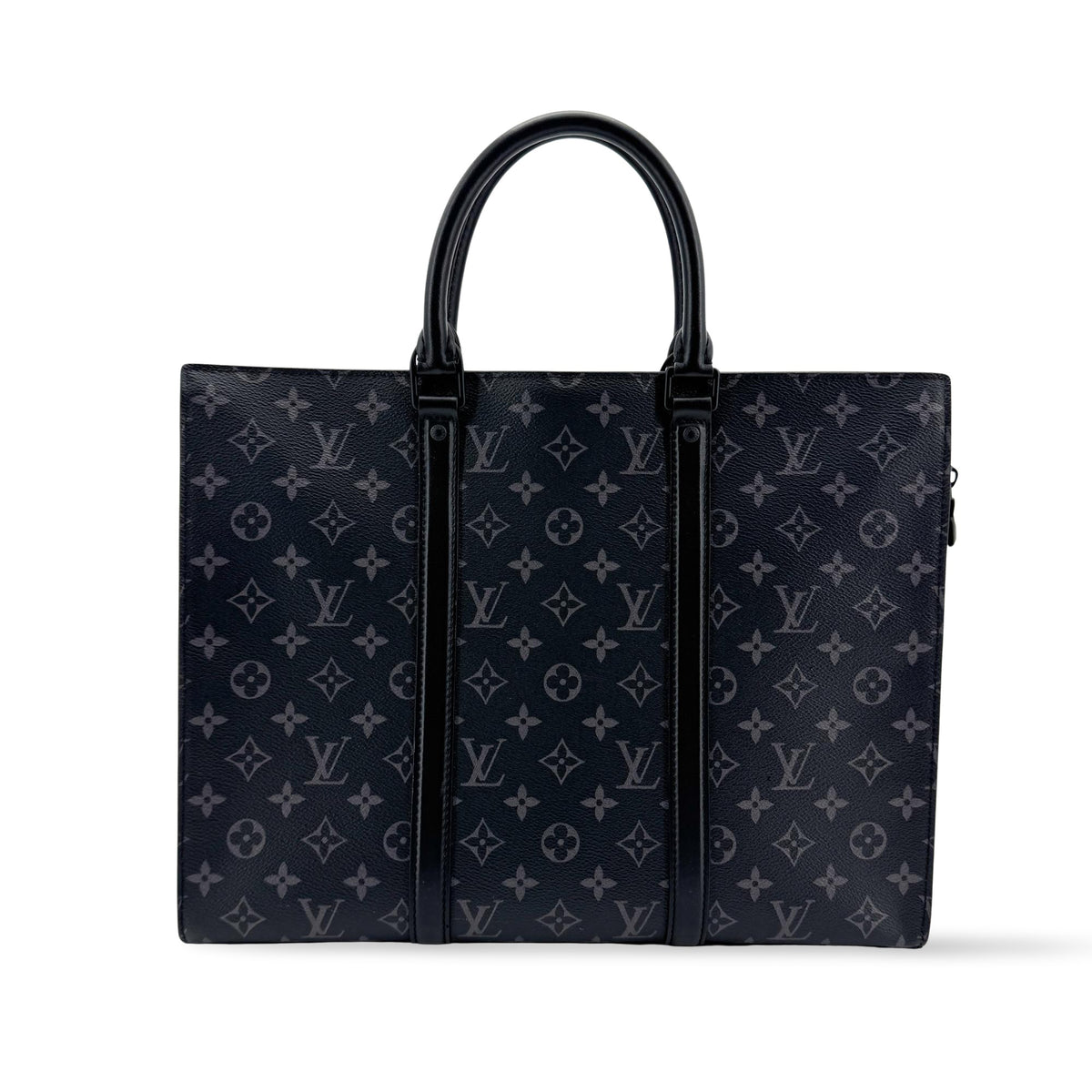 Louis Vuitton Sac Plat Zipper Monogram Eclipse Canvas Black Bag