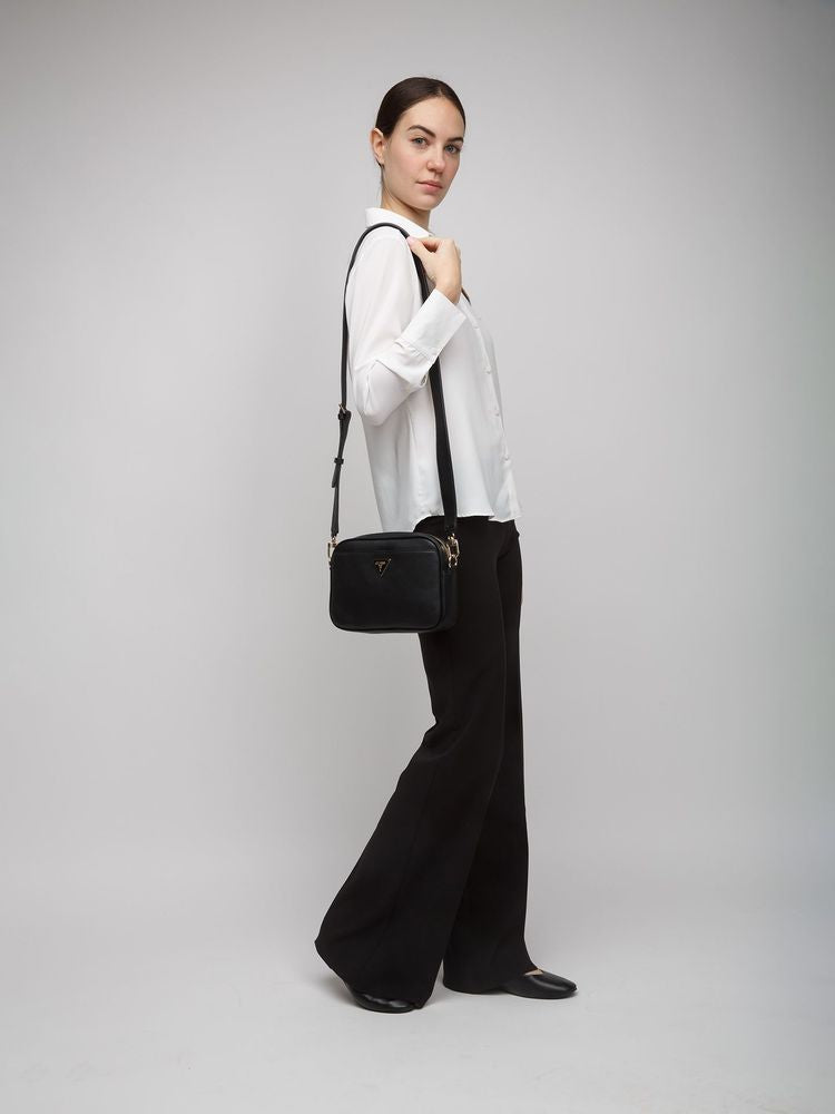 Guess Meridian Ii Crossbody Bag — Black Polyurethane