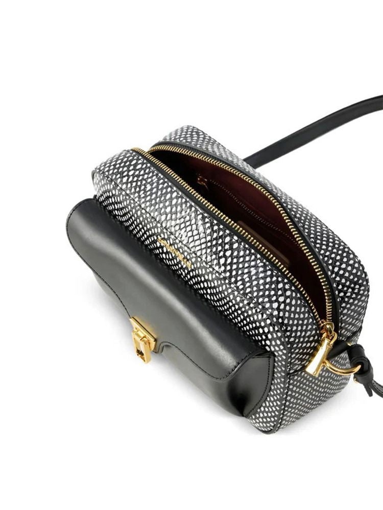 Coccinelle Printed Elaphe Calf Leather Shoulder Bag — Black Split