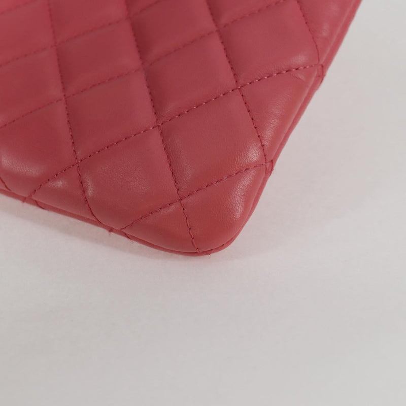 Chanel Cc Casino O Case Clutch Quilted Lambskin Pink Leather