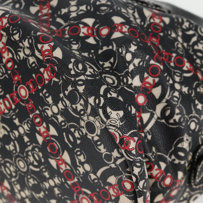 Chanel Optic Coco Bowler Printed Coated Canvas With Caviar Black Bag