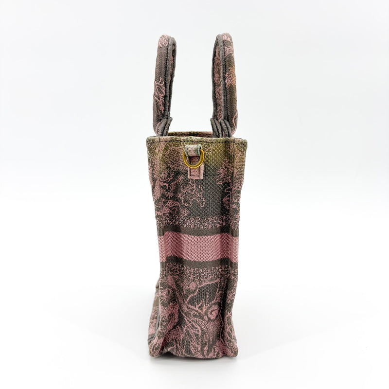 Christian Dior Book Tote Phone Embroidered Canvas Pink
