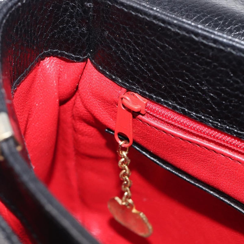 Celine Vintage Circle Logo Leather Black Bag