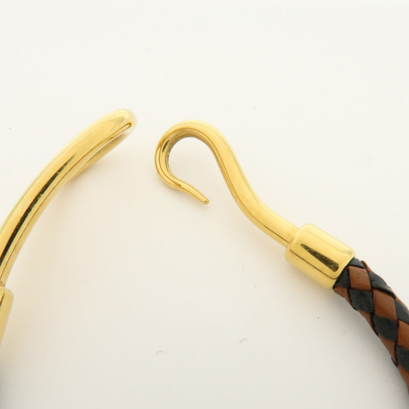 Hermes Jumbo Hook Braided Leather And Metal Brown Bijoux