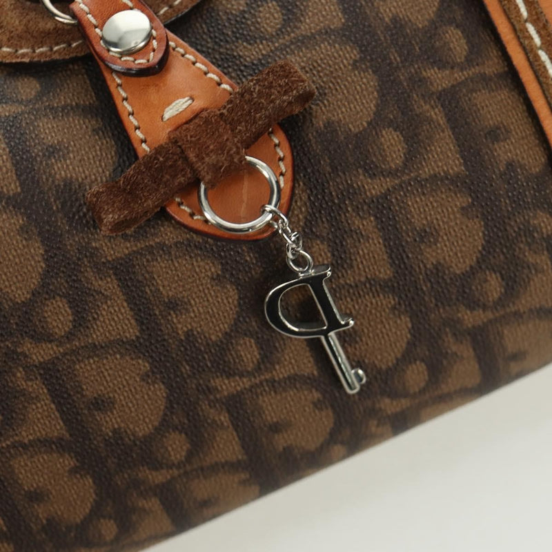 Christian Dior Vintage Trotter Romantique Boston Diorissimo Coated Canvas Brown Bag