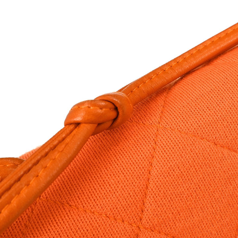 Chanel Shopping Quilted Knit Pluto Glitter Orange Cloth Bag