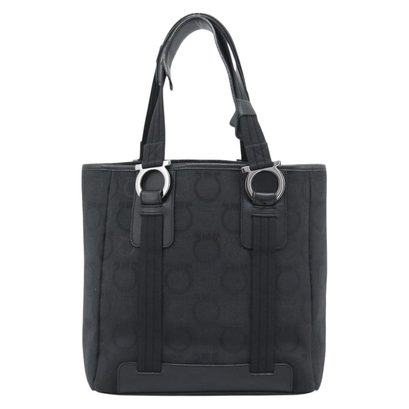 Salvatore Ferragamo Gancini Top Handle Canvas Black Bag