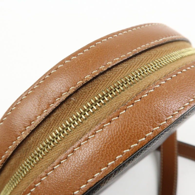 Celine Round Purse On Strap Triomphe Coated Canvas Brown Bag