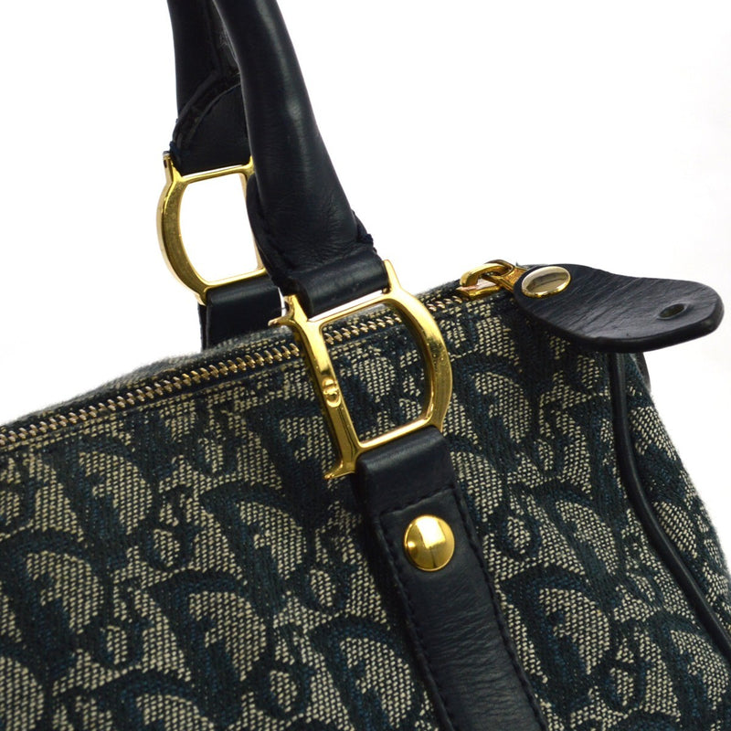 Christian Dior Vintage Trotter Boston Diorissimo Canvas Navy Bag