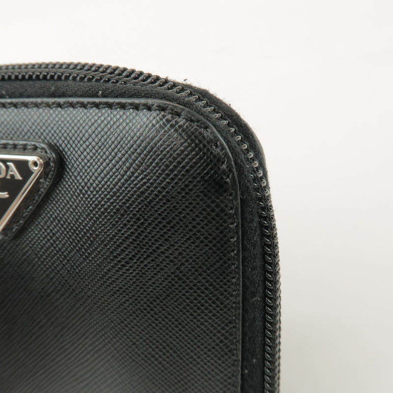 Prada Bifold Zip Around Saffiano Leather Black Accessory