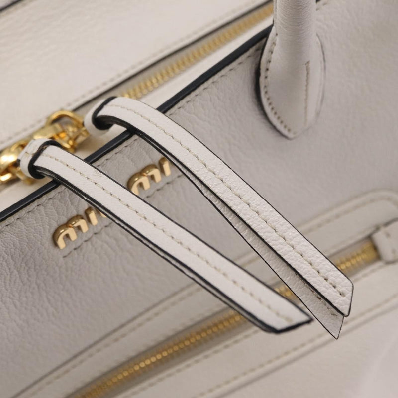 Miu Miu Madras Front Zip Leather White Bag