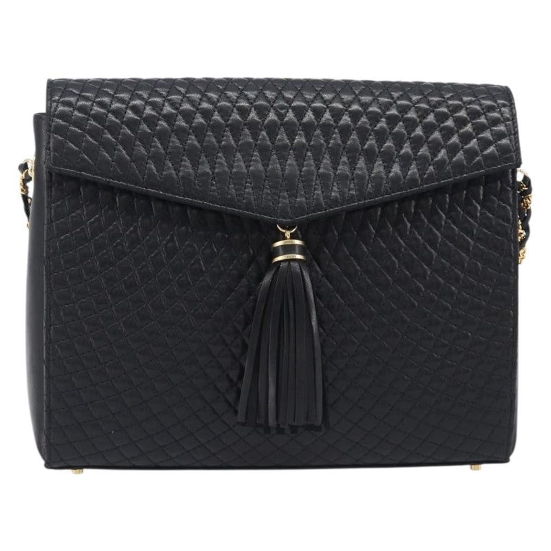 Bally Vintage Chain Quilted Leather Black Bag