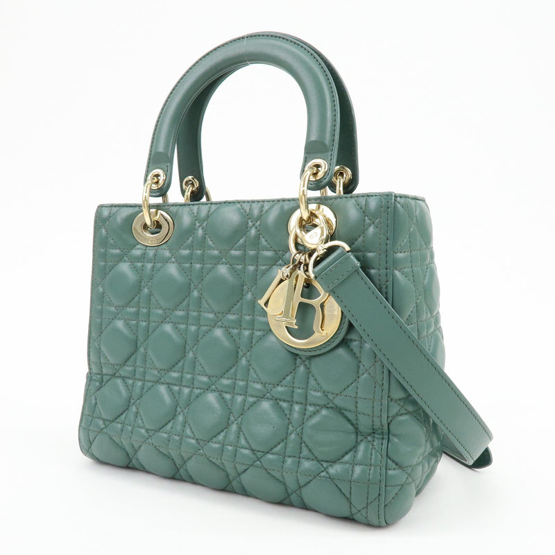 Christian Dior Lady Green Leather Bag
