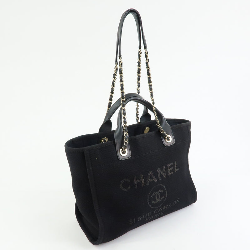 Chanel Deauville Denim Black Canvas Bag