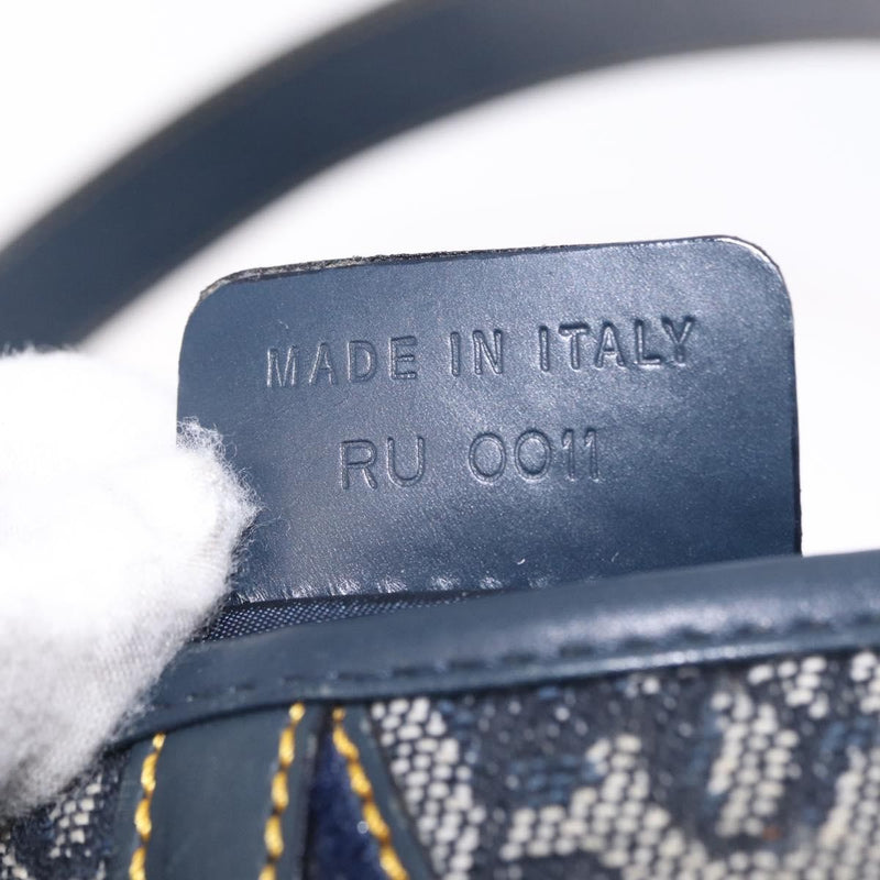 Christian Dior Vintage Double Saddle Diorissimo Canvas Navy Bag