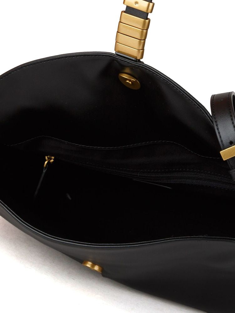 Pinko Goat Leather Saddle Shoulder Bag — Black
