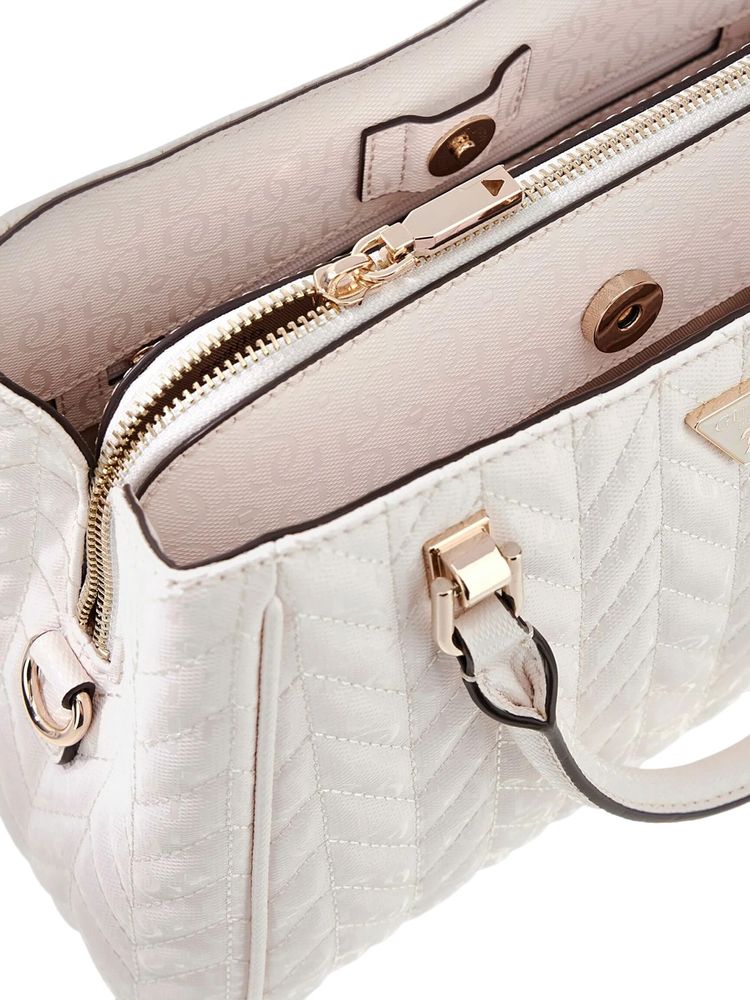 Guess Stacey Girlfriend Top Handle Bag — White Polyurethane