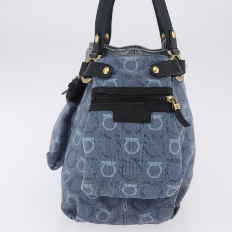 Salvatore Ferragamo Gancini Canvas Navy Bag