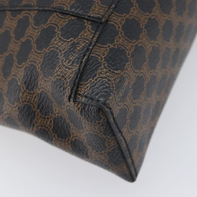 Celine Vintage Macadam Canvas And Leather Black Bag