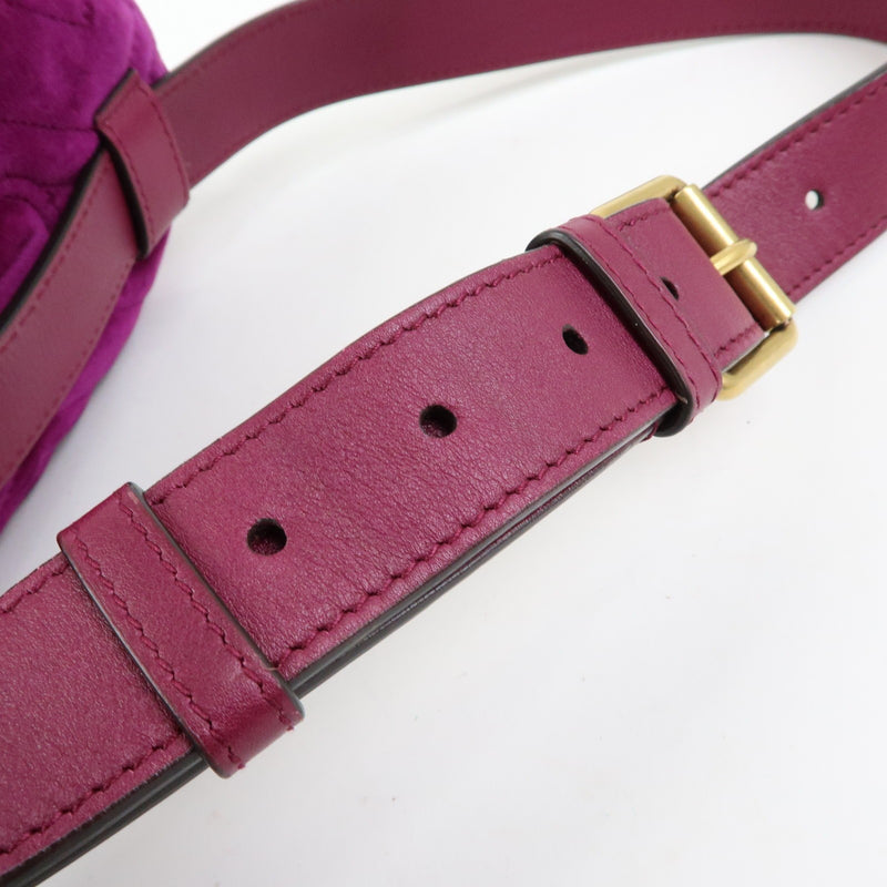 Gucci Gg Marmont Belt Matelasse Velvet Purple Bag