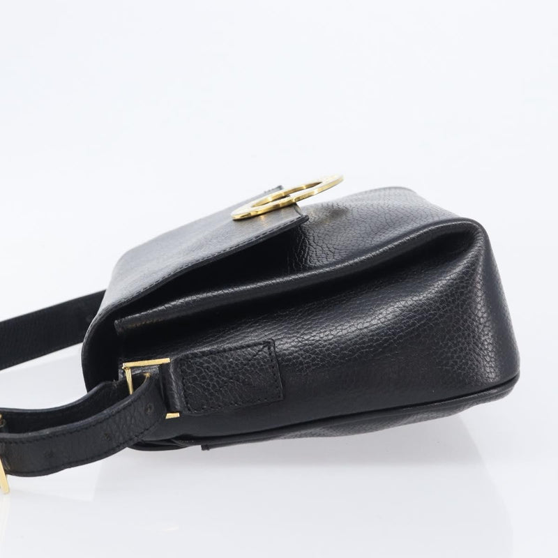 Celine Vintage Circle Logo Leather Black Bag
