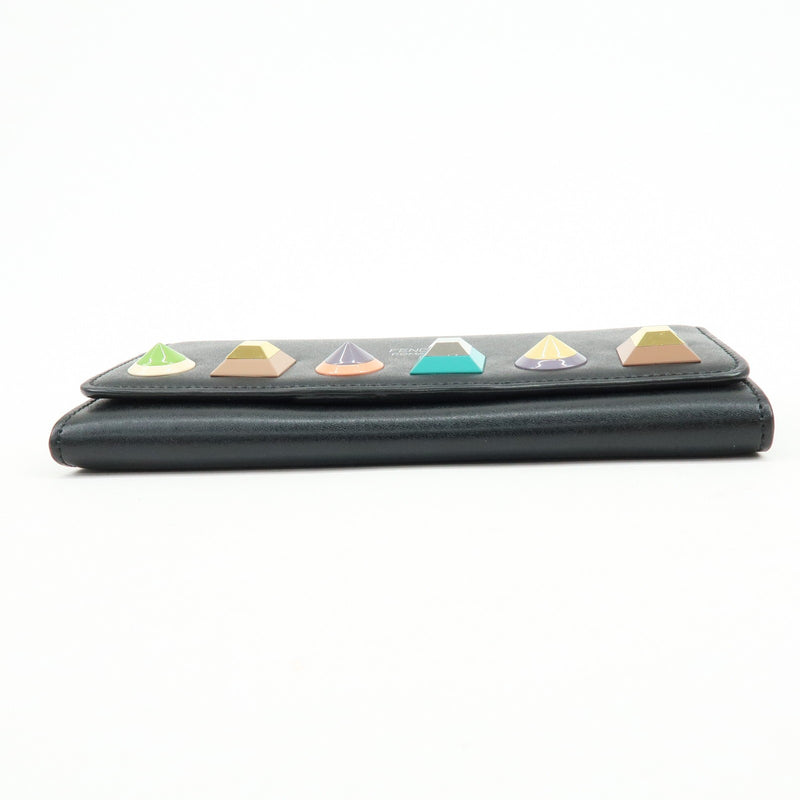 Fendi Continental Wallet On Chain Studded Leather Black Bag