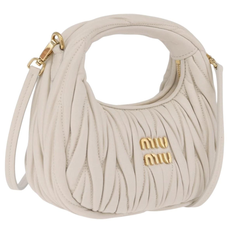 Miu Miu Wander Hobo Matelasse Leather White