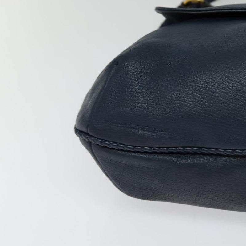 Gucci Hip Bamboo Flap Leather Blue Bag