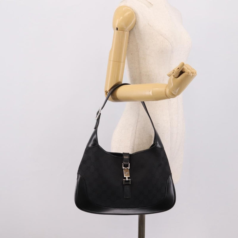 Gucci Jackie O Hobo Gg Canvas With Leather Black