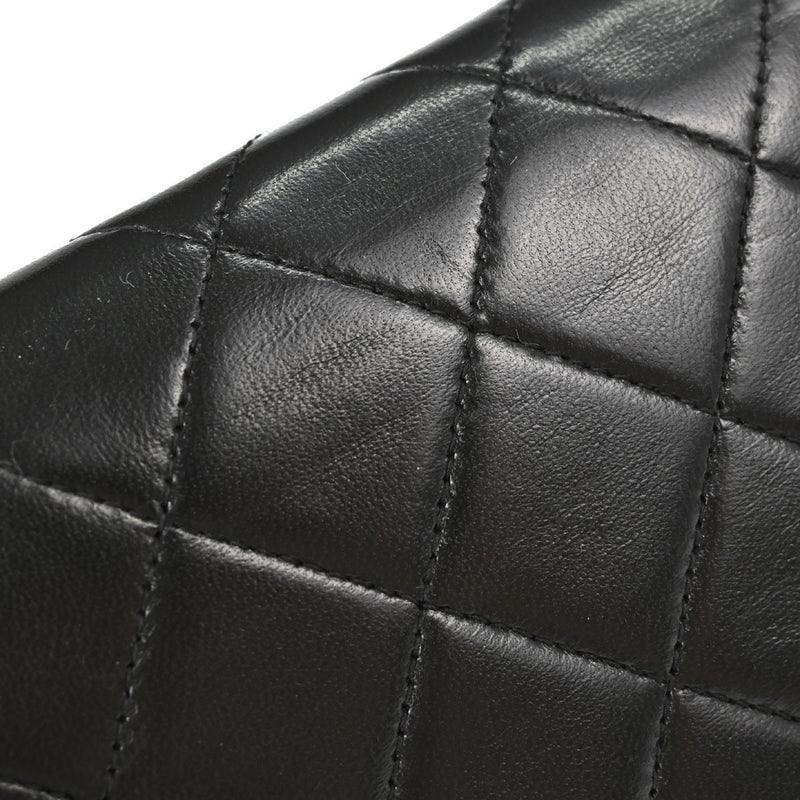 Chanel Vintage Full Flap Quilted Lambskin Black Leather Bag