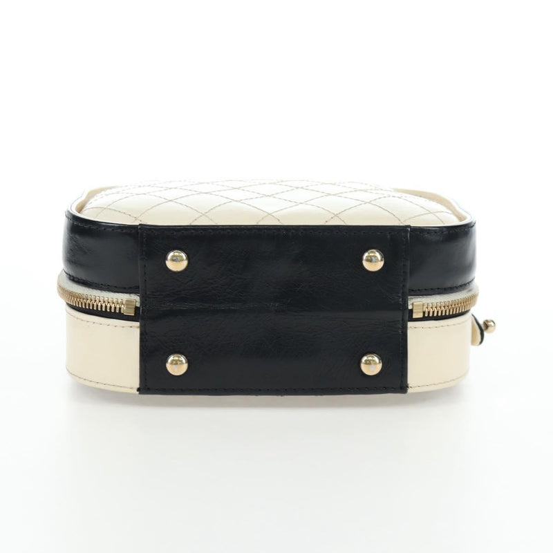 Chanel Vanity Case Quilted Crumpled Calfskin White Leather Bag