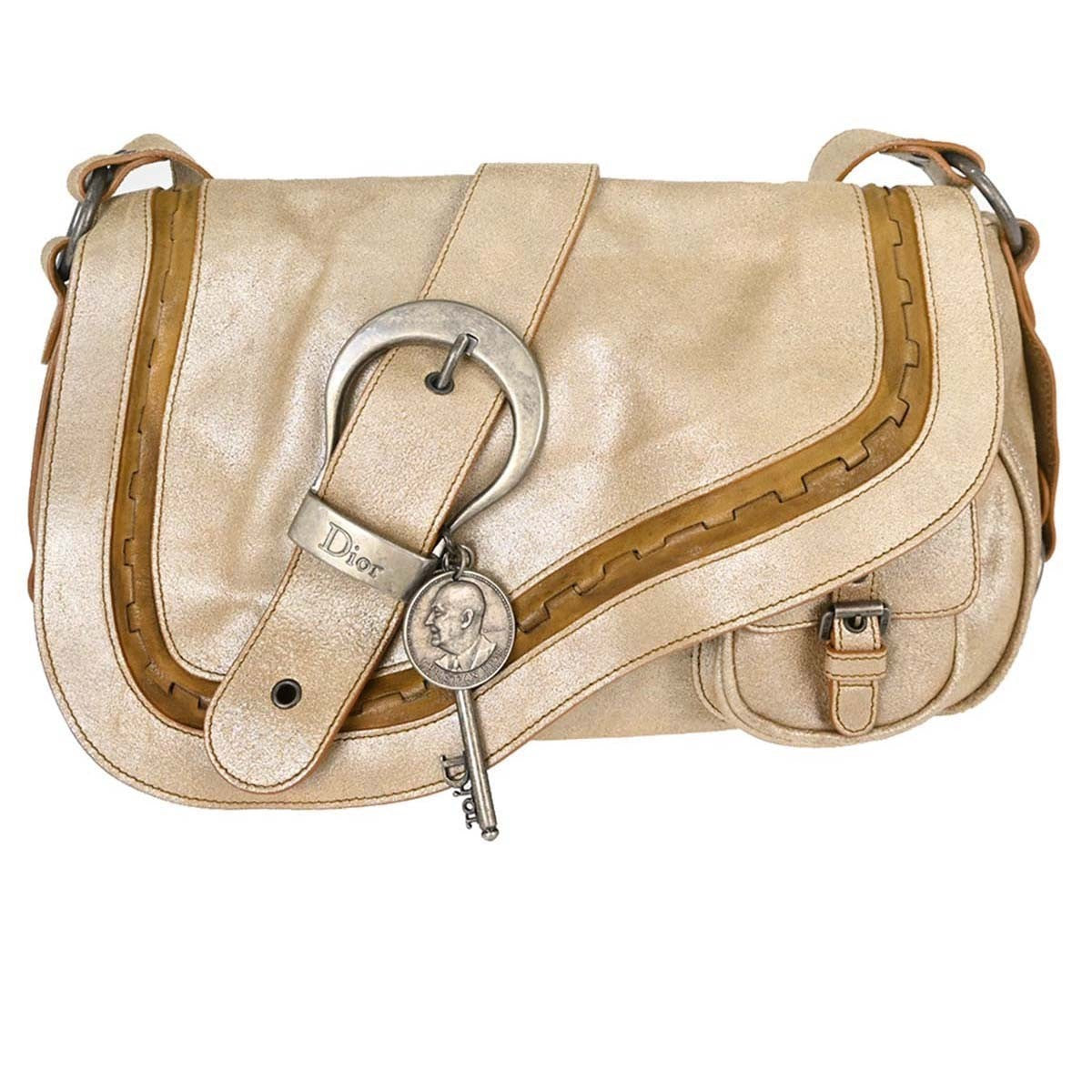 Christian Dior Vintage Gaucho Double Saddle Leather Gold Bag