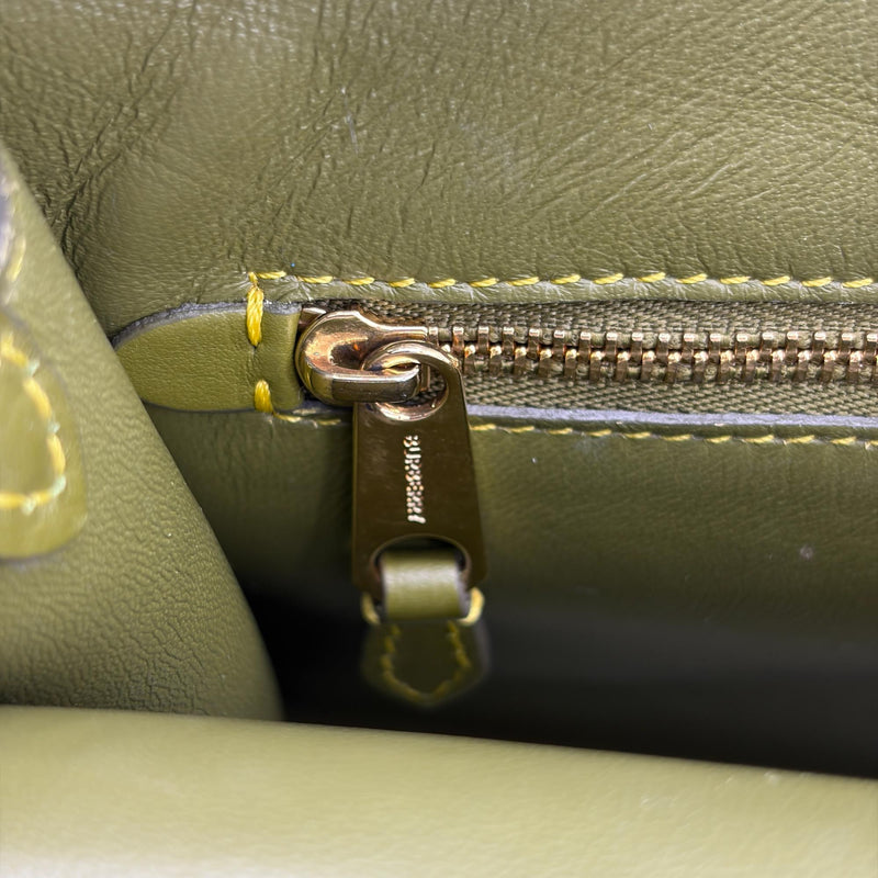 Burberry Title Pocket Leather Green Calfskin Bag