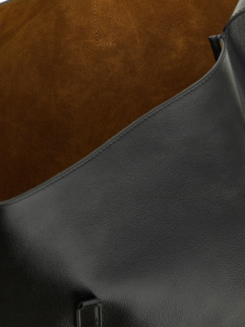 Saint Laurent Hammered Calf Leather Shoulder Bag — Black