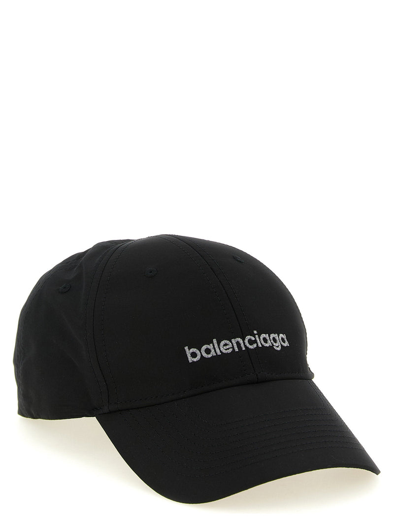 Balenciaga Logo-Embroidered Techwear Baseball Cap — Black Caps