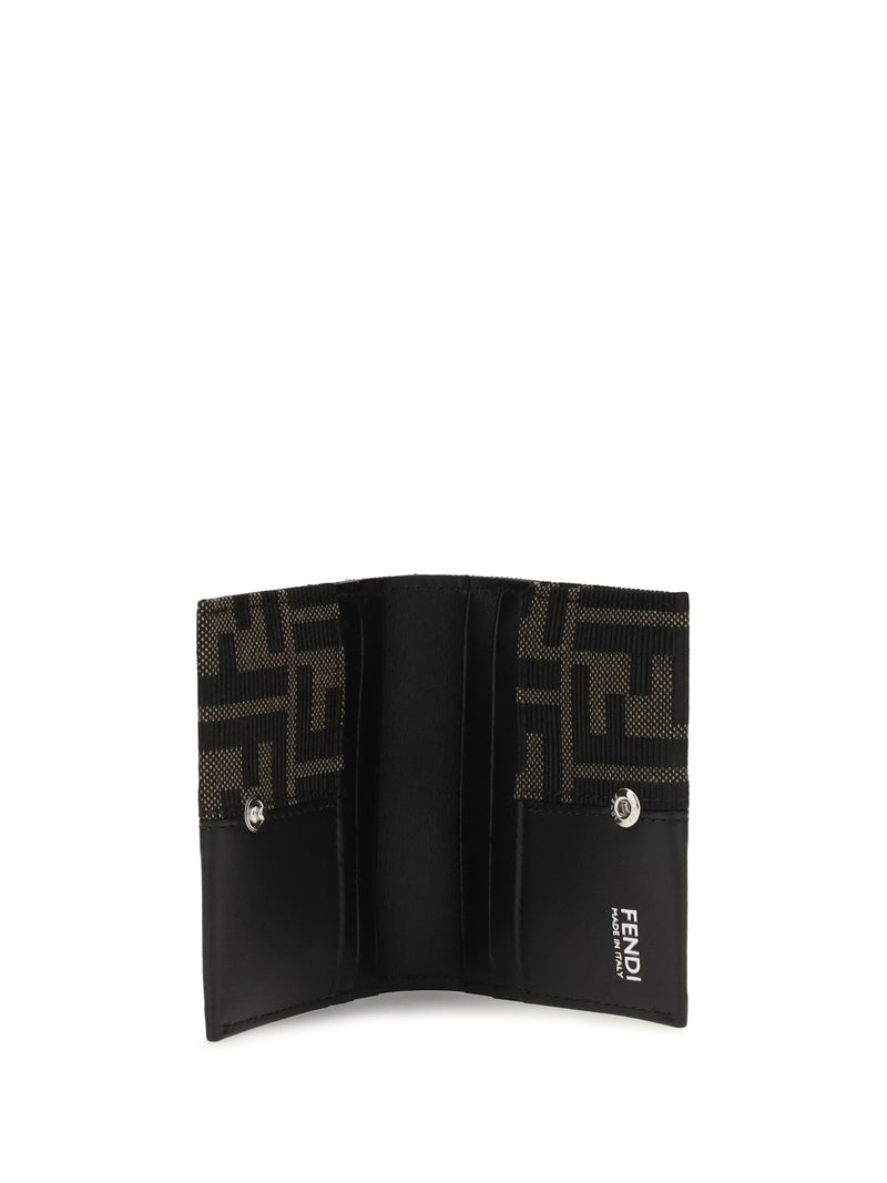 Fendi Ff Card Case — Black Polyester; Cotton Wallet