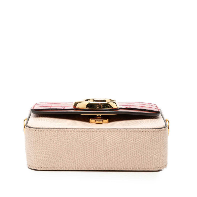 Mini Bicolor Croc Embossed Calfskin C Satchel - Image 3