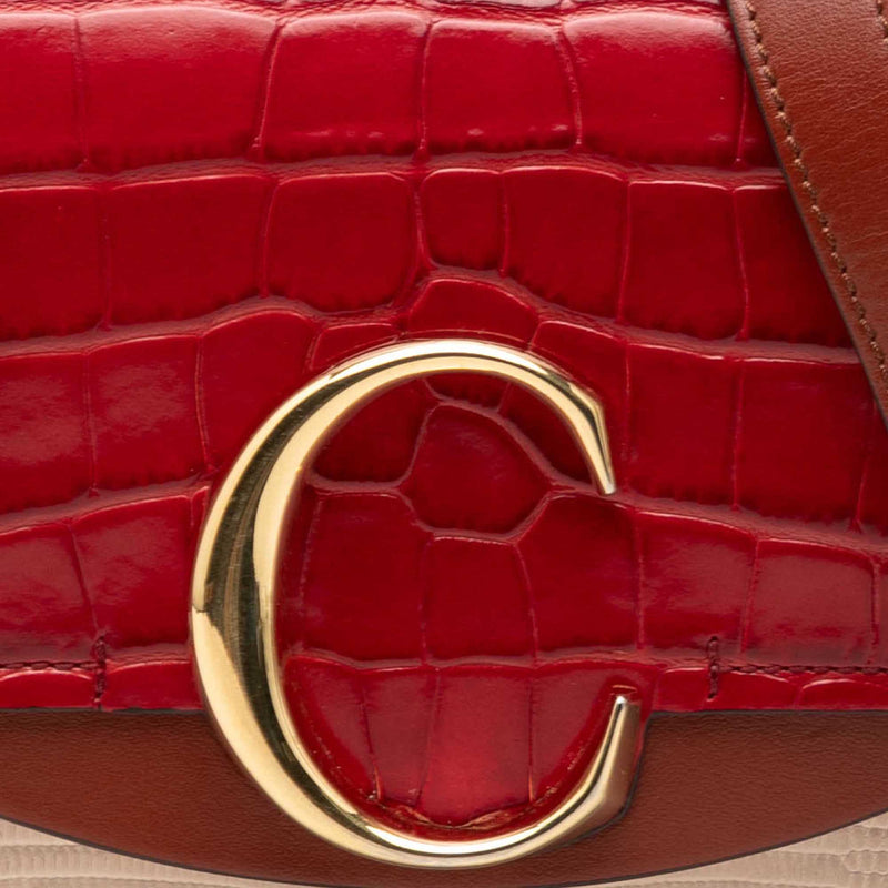 Mini Bicolor Croc Embossed Calfskin C Satchel - Image 6