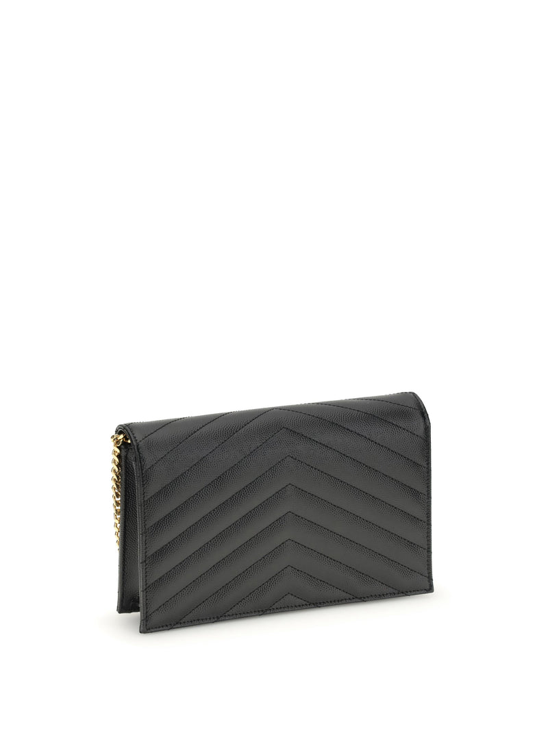 Saint Laurent Cassandre Shoulder Bag — Black Calf Leather Bos Taurus