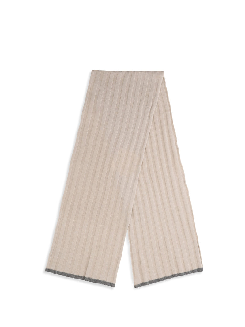 Brunello Cucinelli Ribbed Cashmere Scarf — Beige Kashmir/capra Hircus Scarfs